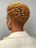 Full lace wig pixie curly wave honey 100% Human Hair