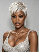 Pixie cut wig silver gray Glueless wig straight 100% Human Hair