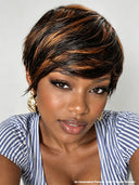Pixie cut wig ready to wear machine made brown highlight 100% Human Hair 
