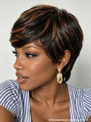 Pixie cut wig ready to wear machine made brown highlight 100% Human Hair 
