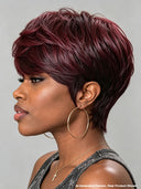Glueless Wig pixie cut burgundy 1BT99J# 100% Human Hair