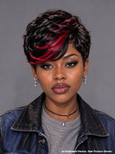 Lace front 13x4 pixie wig Quick weave mix burgundy with bangs
