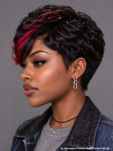 Lace front 13x4 pixie wig Quick weave mix burgundy with bangs