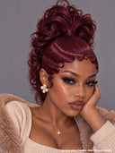 Lace front 13x6 wig Pre-styled Updo with High ponytail 4 color
