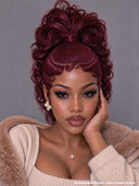 Lace front 13x6 wig Pre-styled Updo with High ponytail 4 color