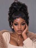 Lace front 13x6 wig Pre-styled Updo with High ponytail 4 color