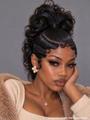 Lace front 13x6 wig Pre-styled Updo with High ponytail 4 color