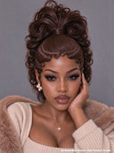 Lace front 13x6 wig Pre-styled Updo with High ponytail 4 color