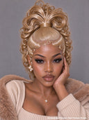 Lace front 13x6 wig Pre-styled Updo with High ponytail 4 color
