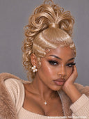Lace front 13x6 wig Pre-styled Updo with High ponytail 4 color
