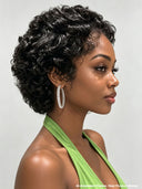 Lace front 13x4 wig Pixie wig black quick weave 100% Human Hair