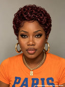 Lace front 13x4 pixie Quick weave burgundy 99J# for black women
