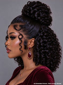 Lace front wig curly wave pre-styled with bun