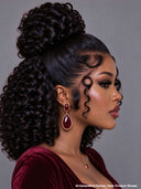 Lace front wig curly wave pre-styled with bun