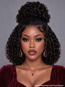 Lace front wig curly wave pre-styled with bun