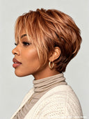 13x4 Lace front Pixie wig brown mix honey