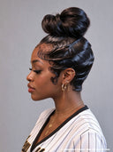 Lace front wig pre-styled with bun
