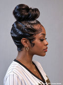 Lace front wig pre-styled with bun