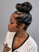 Lace front wig pre-styled with bun