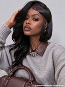 13x4 Lace Front Asymmetrical Wig Human Hair black