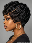 Lace front 13x4 pixie wig bouncy weave black 