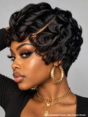 Lace front 13x4 pixie wig bouncy weave black 