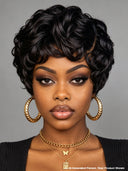 Lace front 13x4 pixie wig bouncy weave black 