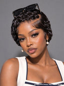 Lace front 13x4 pixie wig finger wave