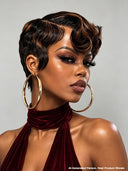 Lace front 13x4 pixie wig brown side part Quick weave