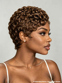 Lace front 13x4 pixie wig finger wave brown or burgundy