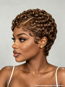 Lace front 13x4 pixie wig finger wave brown or burgundy