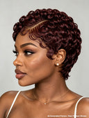Lace front 13x4 pixie wig finger wave brown or burgundy