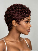 Lace front 13x4 pixie wig finger wave brown or burgundy