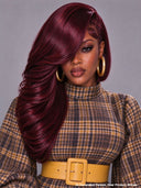 Lace front 13x4 pixie wig side part body wave burgundy