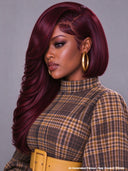 Lace front 13x4 pixie wig side part body wave burgundy