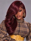 Lace front 13x4 pixie wig side part body wave burgundy