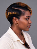 Lace front 13x4 pixie wig side part straight honey