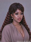 Mullet wig machine made deep wave brown highlight
