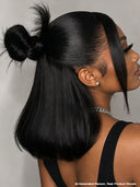13x4 Lace Front Wig Pre-styled Updo style bob straight 12 inch 100% Human Hair 