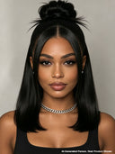 13x4 Lace Front Wig Pre-styled Updo style bob straight 12 inch 100% Human Hair 