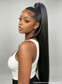 Pre-styled Updo style 13x4 Lace Front Wig 30 inch straight black 100% Human Hair